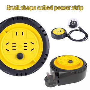 Snail shape coiled power strip, 1.8m mobile reel socket