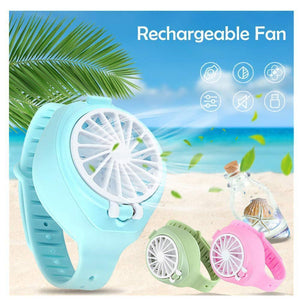 2020 New Design Personal Portable Wearable USB Rechargeable Watch Fan mini three-speed silent electric fan