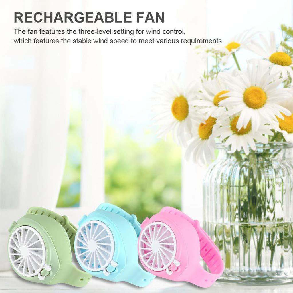 2020 New Design Personal Portable Wearable USB Rechargeable Watch Fan mini three-speed silent electric fan